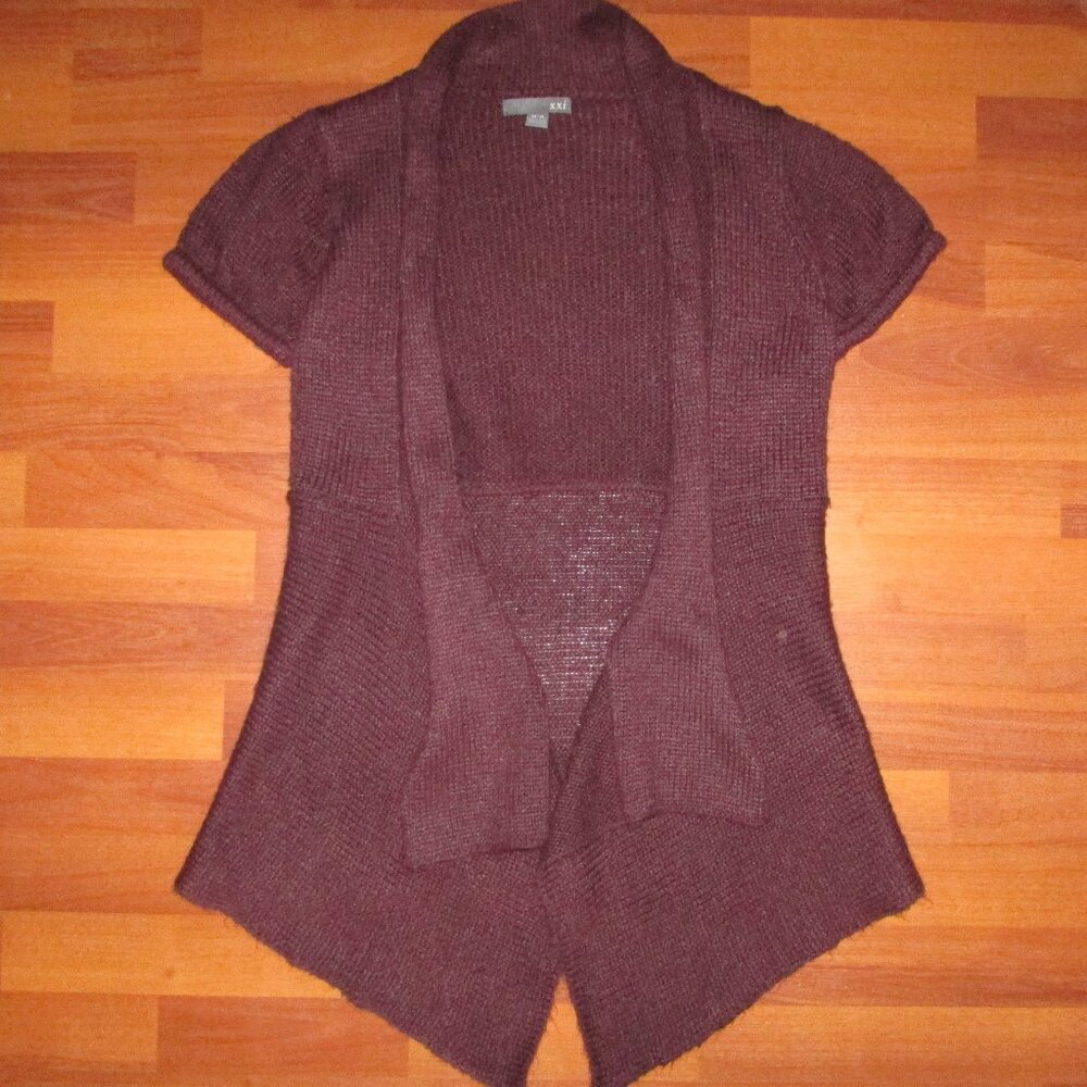 Maroon Brown Sharkbite Cardigan Sweater - Med